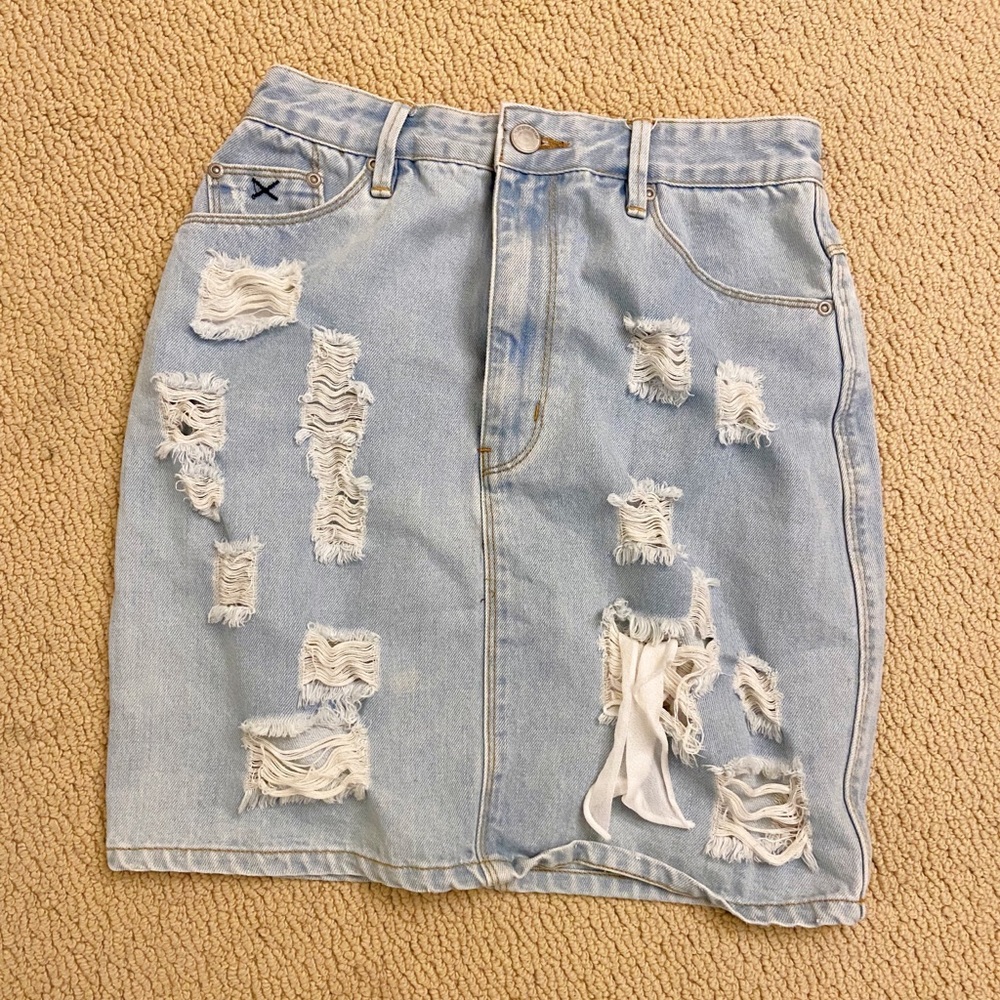 High Waist Light Denim Skirt_27/M